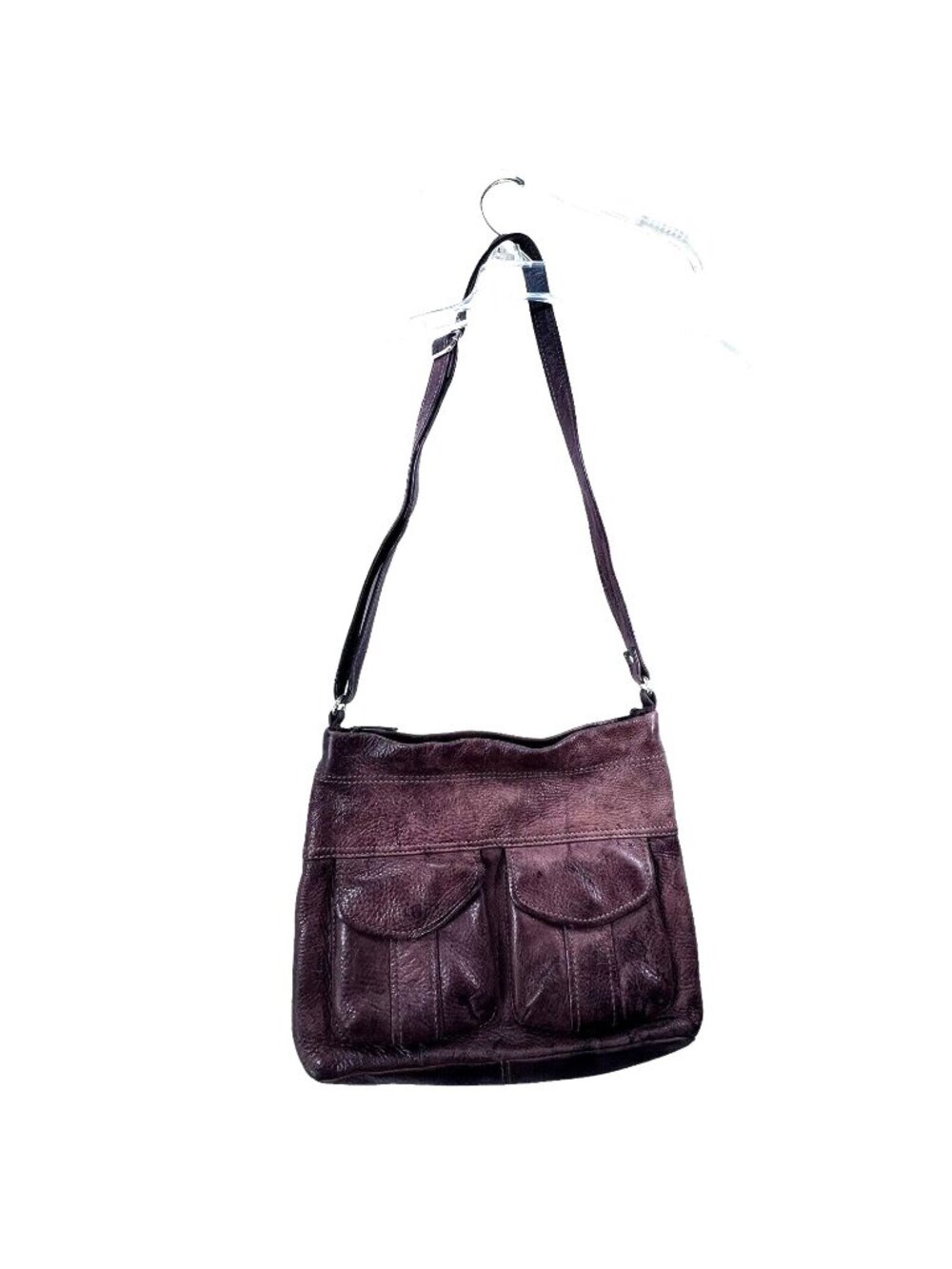 Vtg Fossil Leather Shoulder Purse Crossbody HandBag Pockets Pebbled Brown 75082